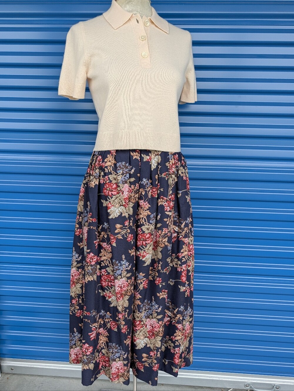 VINTAGE FLORAL SKIRT midi maxi M